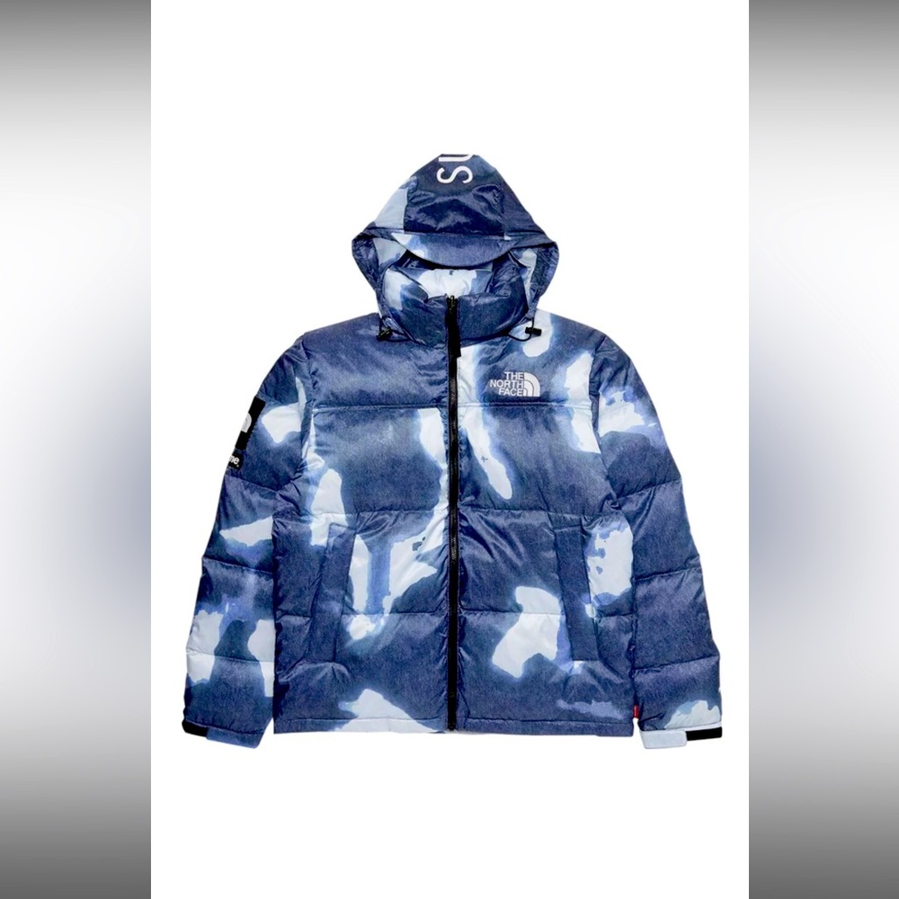 Supreme x The North Face Bleached Denim Print Nuptse Jacket 'Indigo'